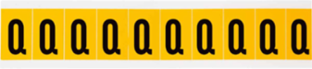 Pressure Sensitive Vinyl Letter Labels, 1" H, Black on Yellow, Outdoor Use