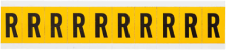 Pressure Sensitive Vinyl Letter Labels 1" H, Black on Yellow, R, 250 Labels/Pack