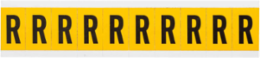 Pressure Sensitive Vinyl Letter Labels 1" H, Black on Yellow, R, 250 Labels/Pack