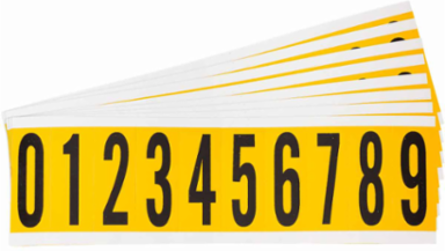 Vinyl Number Label Kit, 1.938 Inch H, Black on Yellow, 250 Labels, Permanent Adhesive