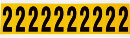 Vinyl Number Labels, 1.938 Inch H, Black on Yellow, Aggressive Adhesive, 250 Labels/Pack