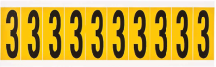 Pressure Sensitive Vinyl Number Labels - 1.938 Inch H, Black on Yellow, 250 Labels/Pack