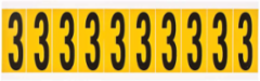 Pressure Sensitive Vinyl Number Labels - 1.938 Inch H, Black on Yellow, 250 Labels/Pack