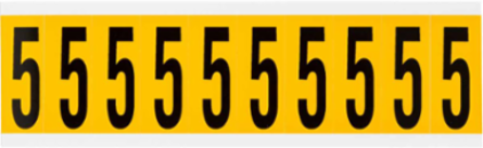 Pressure Sensitive Vinyl Number Labels - 1.938 Inch H, Black on Yellow, 10 Labels