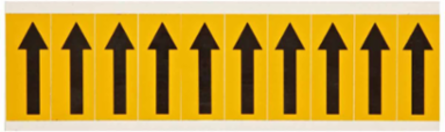 Pressure Sensitive Vinyl Arrow Labels, 2.25 Inch H x 0.875 Inch W, Black on Yellow