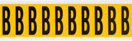 Pressure Sensitive Vinyl Letter Labels, 1.938 Inch H x 0.875 Inch W, Black on Yellow