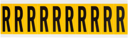 Pressure Sensitive Vinyl Letter Labels, 1.938 Inch H, Black on Yellow, Durable Vinyl
