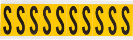 Pressure Sensitive Vinyl Letter Labels 2.25 Inch H x 0.875 Inch W, Black on Yellow, S