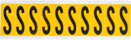 Pressure Sensitive Vinyl Letter Labels 2.25 Inch H x 0.875 Inch W, Black on Yellow, S