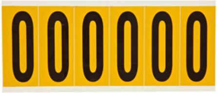 Vinyl Number Labels - 2.938 Inch H, Black on Yellow, Permanent Acrylic Adhesive