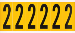 Pressure Sensitive Vinyl Number Labels 2.938 Inch H, Black on Yellow, 150 Labels/Pack