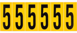Pressure Sensitive Vinyl Number Labels, 2.938 Inch H, Black on Yellow, 150 Labels per Pack