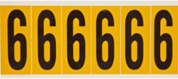 Pressure Sensitive Vinyl Number Labels, 2.938 Inch H, Black on Yellow, 6 Pack