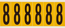 Pressure Sensitive Vinyl Number Labels - 2.938 Inch H, 1.5 Inch W, Black on Yellow, 150 Labels/Pack
