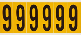 Pressure Sensitive Vinyl Number Labels - 2.938 Inch H, Black on Yellow, 150 Labels/Pack