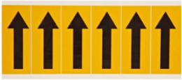 Pressure Sensitive Vinyl Arrow Labels 3.5 Inch H x 1.5 Inch W, Black on Yellow