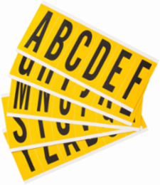 Vinyl Letter Label Kit - 2.938 Inch H, Black on Yellow, 150 Labels, Weather Resistant