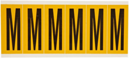 Vinyl Letter Labels, 2.938 Inch H, Black on Yellow, Outdoor Use, Abrasion-Resistant