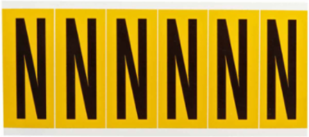 Vinyl Letter Labels, 3.5 Inch H x 1.5 Inch W, Black on Yellow, Permanent Adhesive