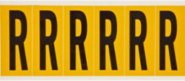 Pressure Sensitive Vinyl Letter Labels 3.5 Inch H x 1.5 Inch W Black on Yellow