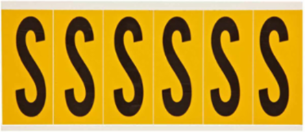 Pressure Sensitive Vinyl Letter Label - 2.938 Inch H, Black on Yellow, Gloss Finish