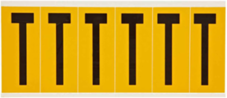Pressure Sensitive Vinyl Letter Labels - 3.5 Inch H x 1.5 Inch W, Black on Yellow, T