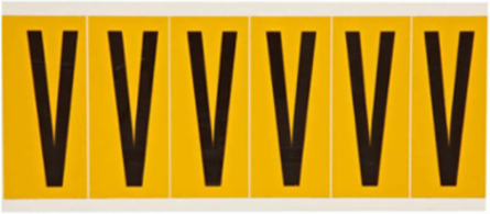 Pressure Sensitive Vinyl Letter Labels - 2.938 Inch H, Black on Yellow, 150 Labels per Pack