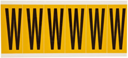 Pressure Sensitive Vinyl Letter Labels, 2.938 Inch H, Black on Yellow, Permanent Adhesive