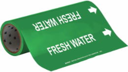 Fresh Water Pipe Marker, 30' H x 12" W x 30' L, Roll of 30', Fits Pipes, 2.5" Dia. Thru 6" Dia.