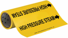 High Pressure Steam Pipe Marker, 30' H x 12" W, Roll of 30', Fits Pipes, 2.5" Dia. Thru 6" Dia.