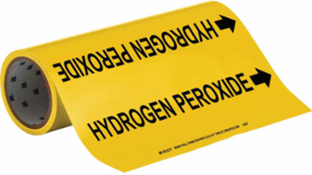 HYDROGEN PEROXIDE Pipe Marker, 30' H x 12" W, Roll of 30', Fits Pipes 6" Dia. or Smaller