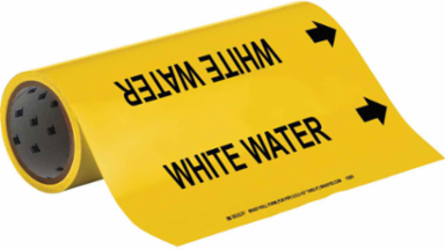 White Water Pipe Marker, 30' H x 12" W x 30' L, Roll of 30', Fits Pipes, 2.5" Dia. Thru 6" Dia.