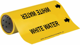 White Water Pipe Marker, 30' H x 12" W x 30' L, Roll of 30', Fits Pipes, 2.5" Dia. Thru 6" Dia.