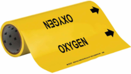 OXYGEN Pipe Marker, 30' H x 12" W, Roll of 30', Fits Pipes, 2.5" Dia. Thru 6" Dia.