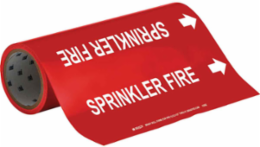 SPRINKLER FIRE Pipe Marker, 30' H x 12" W, Roll of 30', Fits Pipes, 2.5" Dia. Thru 6" Dia.