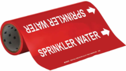 SPRINKLER WATER Pipe Marker, 30' H x 12" W, Roll of 30', Fits Pipes, 2.5" Dia. Thru 6" Dia.