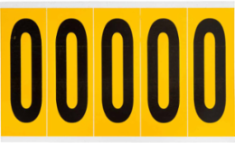 Pressure Sensitive Vinyl Number Labels - 3.875 Inch H, Black on Yellow, 125 Labels Per Pack