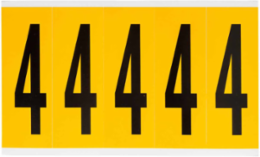 Pressure Sensitive Vinyl Number Labels - 3.875 Inch H, Black on Yellow, 125 Labels/Pack
