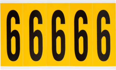 Vinyl Number Labels, 3.875 Inch H, Black on Yellow, Durable for Outdoor Use