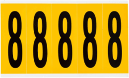 15 Series Vinyl Number Labels, 3.875 Inch H, Black on Yellow, 125 Labels/Pack