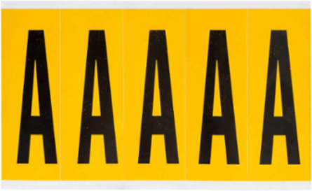 Vinyl Letter Label 3.875 Inch H, Black on Yellow, Permanent Adhesive, Abrasion-Resistant