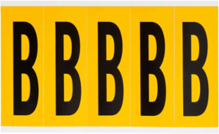 Pressure Sensitive Vinyl Letter Label - 3.875 Inch H, Black on Yellow, Durable Vinyl