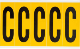 Pressure Sensitive Vinyl Letter Labels, 3.875 Inch H, Black on Yellow, Permanent Adhesive