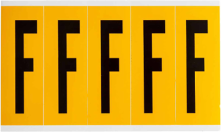 15 Series Vinyl Letter Labels, 3.875 Inch H, Black on Yellow, Permanent Adhesive, 125 Labels/Pack