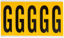 Vinyl Letter Labels - 3.875 Inch H, Black on Yellow, Outdoor Use, 125 Labels/Pack