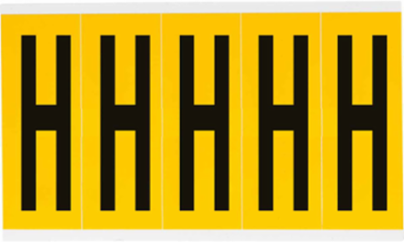 Pressure Sensitive Vinyl Letter Labels 3.875 Inch H, Black on Yellow, Durable Vinyl