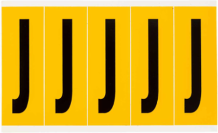 Vinyl Letter Label 3.875 Inch H, Weather-Resistant, Black on Yellow, 125 Labels/Pack