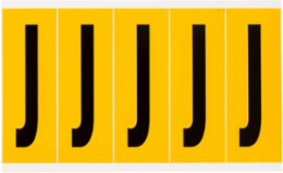 Vinyl Letter Label 3.875 Inch H, Weather-Resistant, Black on Yellow, 125 Labels/Pack