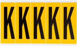 15 Series Vinyl Letter Labels, 3.875 Inch H, Black on Yellow, Permanent Adhesive