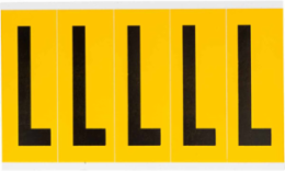 Pressure Sensitive Vinyl Letter Labels, 3.875 Inch H, Black on Yellow, 125 Labels/Pack